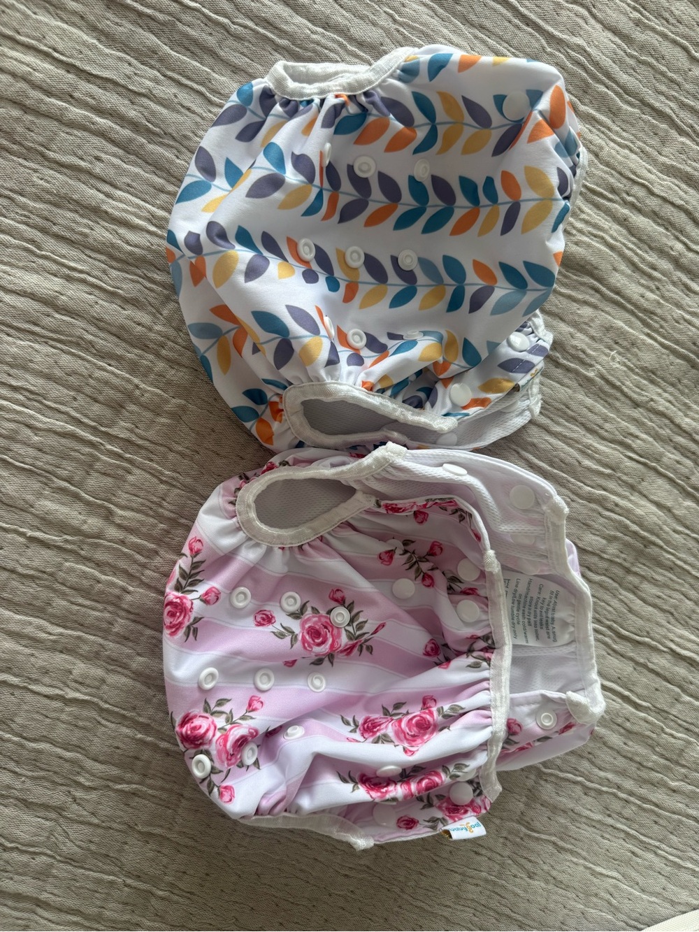 Amazon Kids Swim Diaper Covers - Leaf Print Blue/Yellow & Pink Rose
